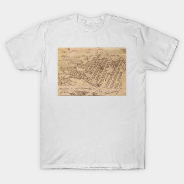 Vintage Map of Minneapolis MN (1891) 2 T-Shirt by Bravuramedia